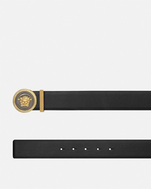 Versace Multicolor Medusa Biggie Leather Belt 1.6" for men