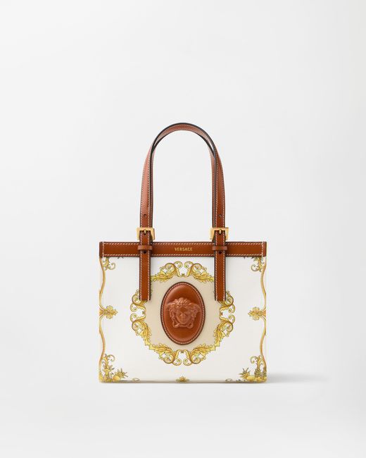 Versace White Rivière Printed Mini Canvas Tote