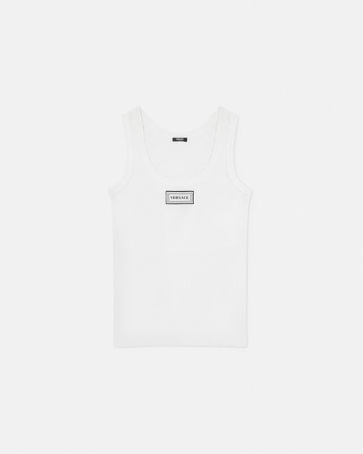 Camiseta De Tirantes De Algodón Acanalado Versace de color White