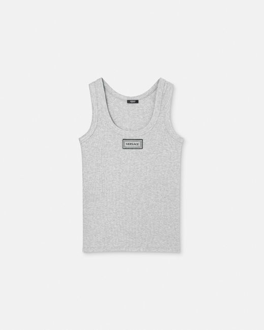 Camiseta De Tirantes De Algodón Acanalado Versace de color White