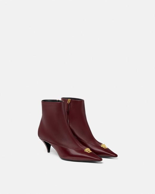 Versace Purple La Medusa Leather Ankle Boots 55 Mm