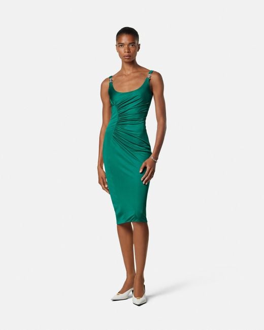 Robe Mi-Longue En Jersey Viscose Versace en coloris Green