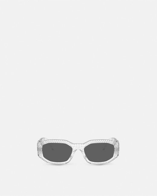 Versace White Lunettes De Soleil Medusa Biggie Avec Cristaux for men