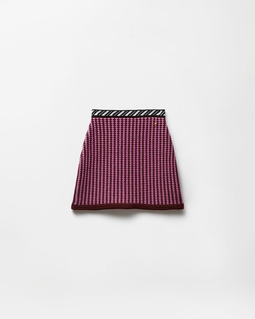 Versace Purple Wool Crochet-Stitch Knit Mini Skirt