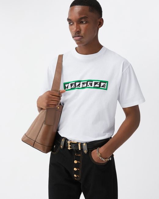 Versace White Printed Cotton-Jersey Regular T-Shirt for men