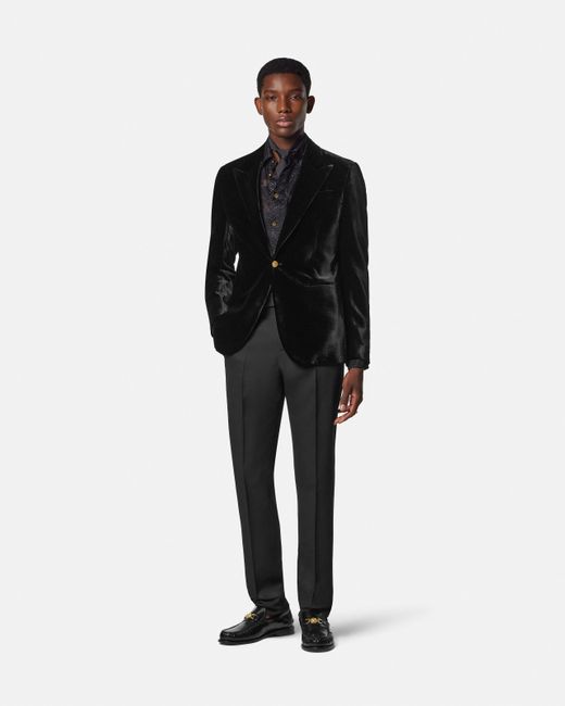 Blazer À Coupe Droite En Velours Versace pour homme en coloris Black