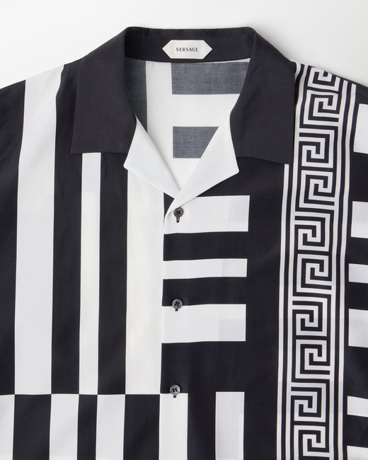 Versace Black Printed Cotton-Silk Shirt for men