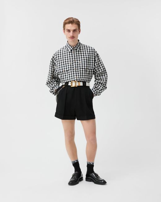 Versace Black Stretch Wool Shorts for men