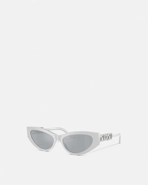 Versace White Greca Strass Cat-eye Sunglasses