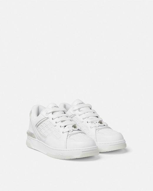 Versace White Sports Shoes With Logo for men