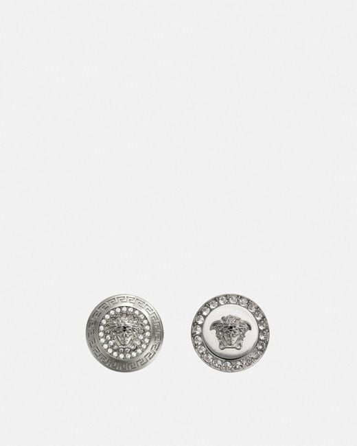 Orecchini A Bottone Con Cristalli Medusa di Versace in White