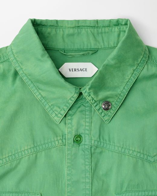 Versace Green Cotton Regular Shirt for men