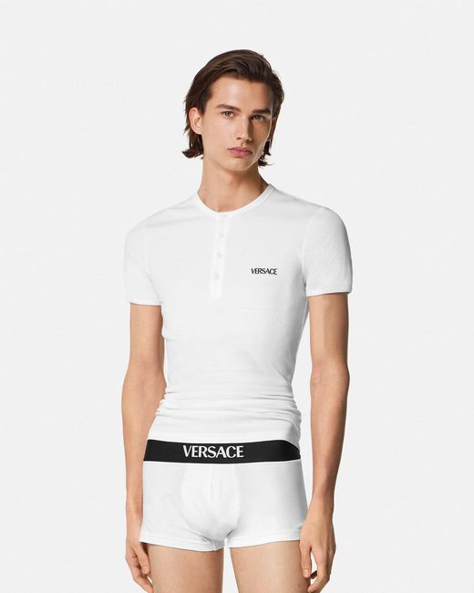 Versace White Cotton-Jersey Trunks for men