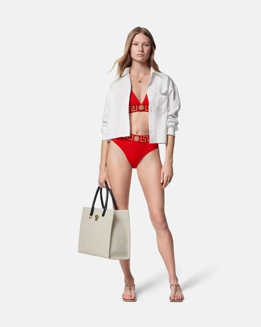 Versace Red Econyl Bikini Bottoms