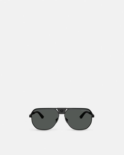 Versace White Greca Flow Navigator Sunglasses for men