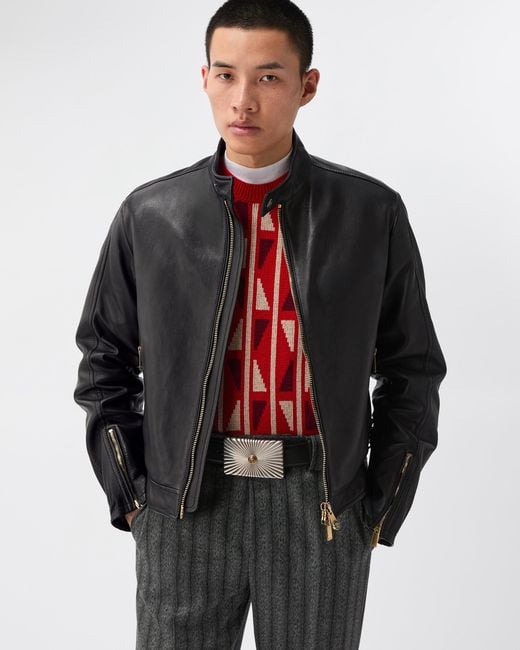 Versace Black Nappa Biker Jacket for men