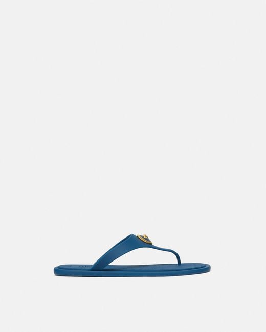 Versace Blue Alia Rubber Flat Sandals
