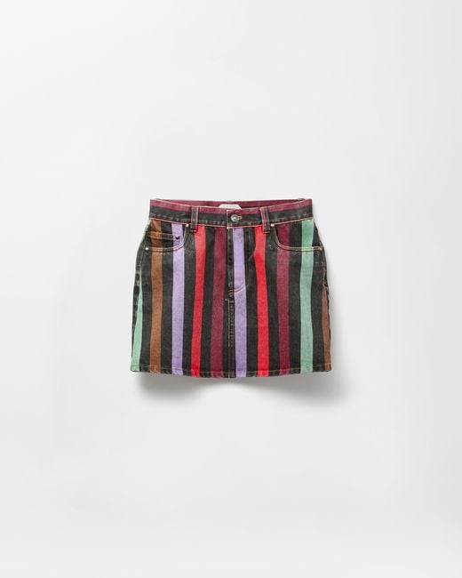 Versace Multicolor Striped Denim Miniskirt