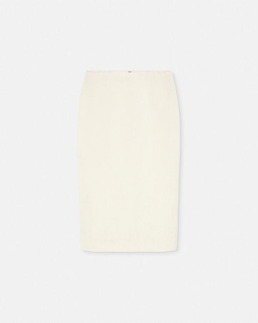 Versace White Malfilé Silk-blend Pencil Skirt