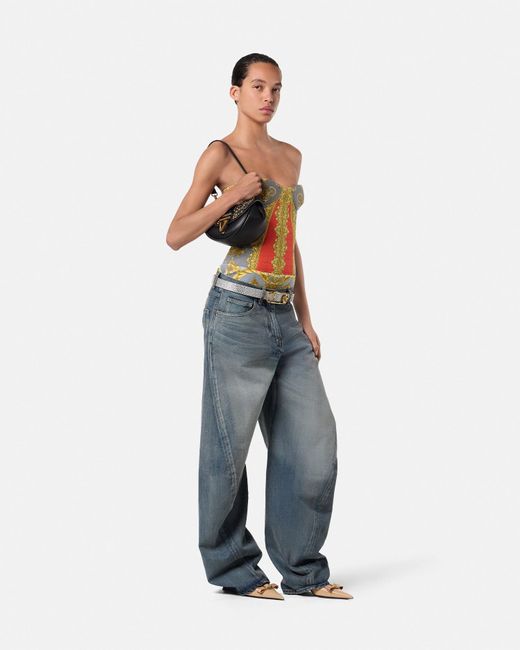 Bodi Sin Tirantes Duvet Stripes Versace de color White