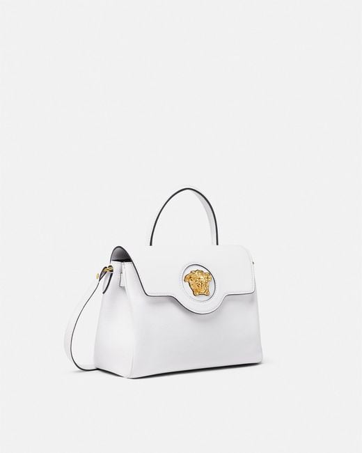 Versace White La Medusa Henkeltasche Aus Leder