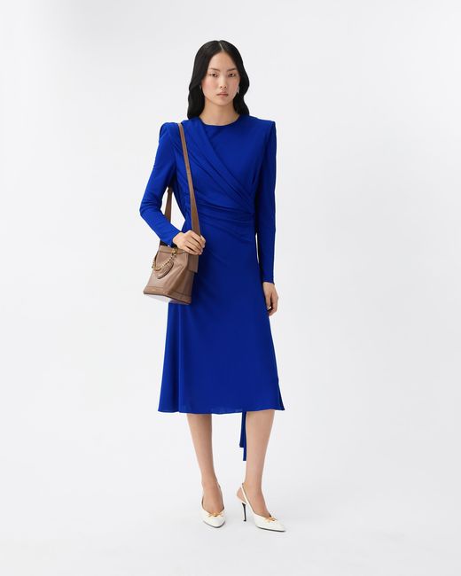 Versace Blue Viscose Crêpe Jersey Dress