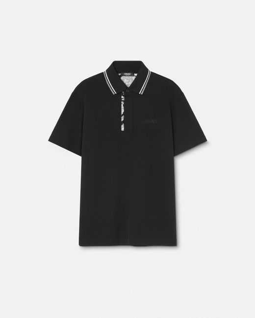 Versace Black Barocco Polo Shirt for men
