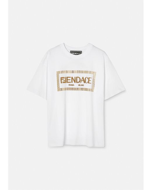 Versace Cotton Fendace Logo T-shirt in White+Print (White) for Men | Lyst