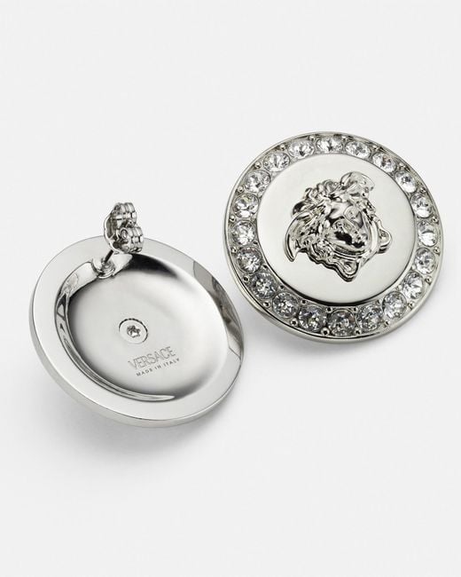 Orecchini A Bottone Con Cristalli Medusa di Versace in White