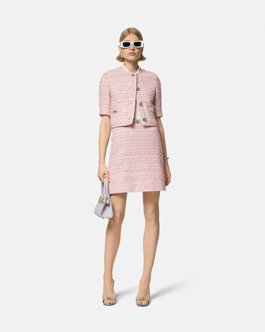 Versace Pink Tweed A-line Skirt