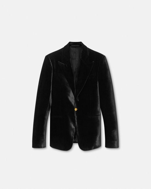 Blazer À Coupe Droite En Velours Versace pour homme en coloris Black