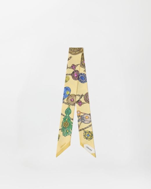 Versace White Printed Silk Twill Ribbon