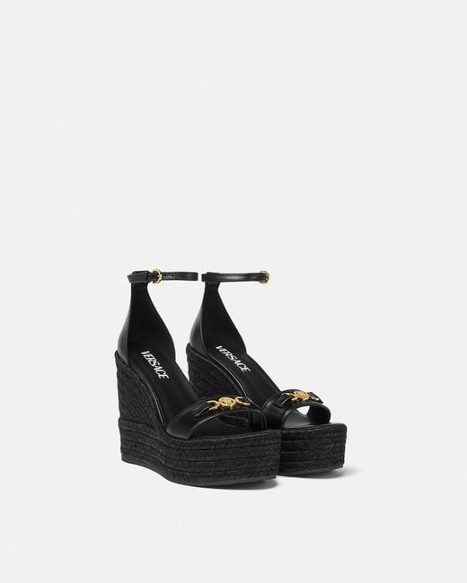 Versace Black Wedge Sandals