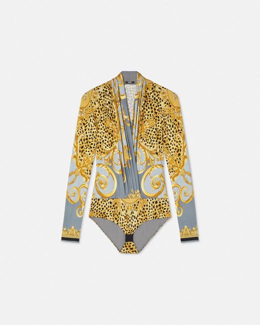 Body Drappeggiato Cheetah Foulard di Versace in Metallic