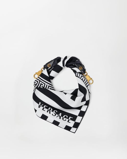 Versace White Printed Silk Scarf Charm 55 Cm