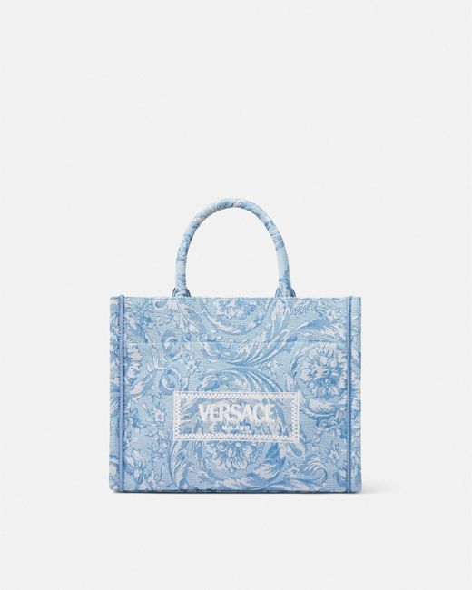 Versace Blue Barocco Athena Small Tote Bag