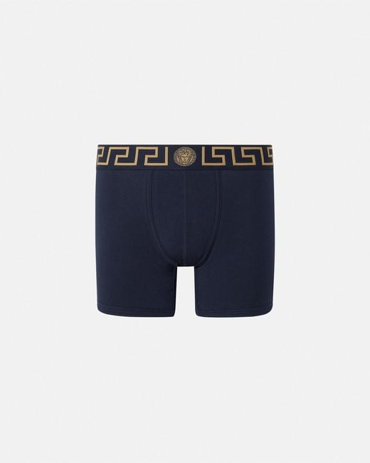 Versace Blue Boxer Long À Bordure Greca for men