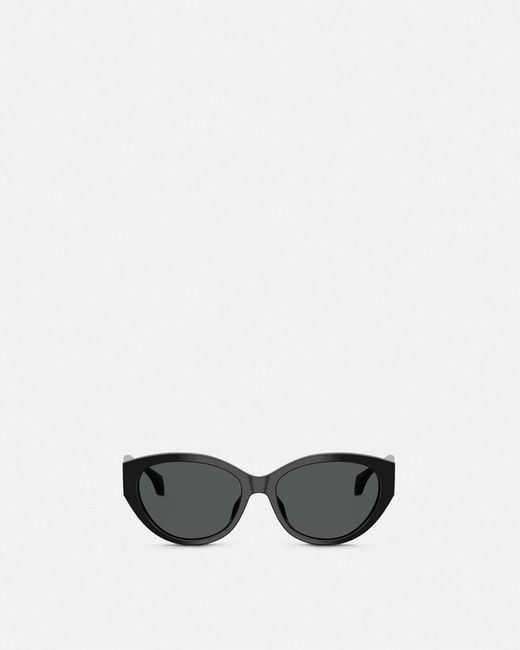 Versace White Signature Low-Bridge Oval Sunglasses