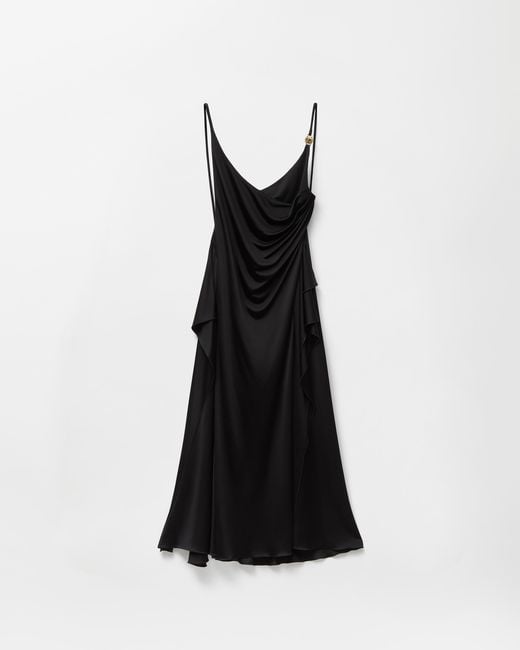 Versace Black Viscose-Jersey Draped Midi Dress