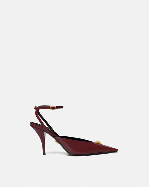 Versace White La Medusa Leather Slingbacks 85 Mm