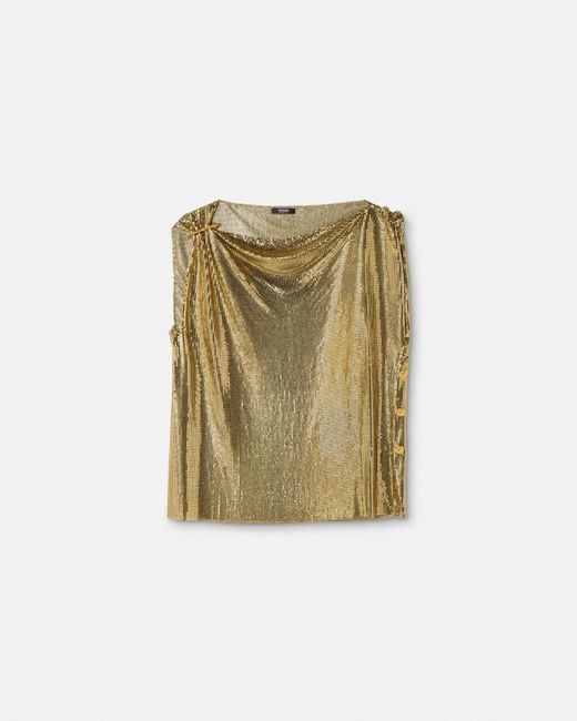 Top De Malla Metálica Safety Pin Versace de color Green