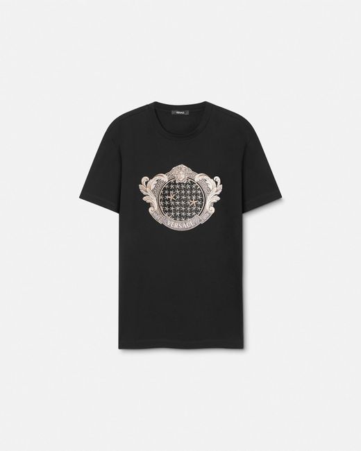 Versace Black Crystal Starfish Blason T-shirt for men