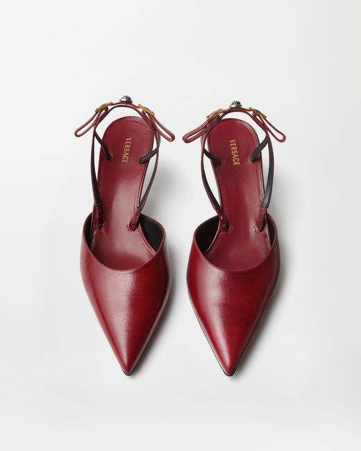 Versace White Nyx Leather Slingbacks 50 Mm
