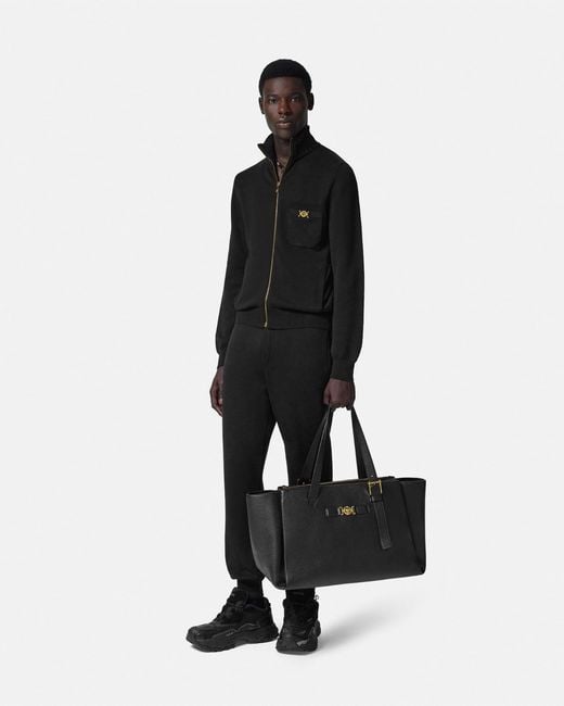 Versace Black Pantalon De Survêtement En Cachemire Mélangé for men