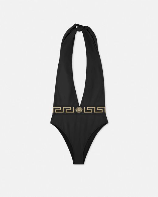 Versace Black Greca Border One-piece Swimsuit