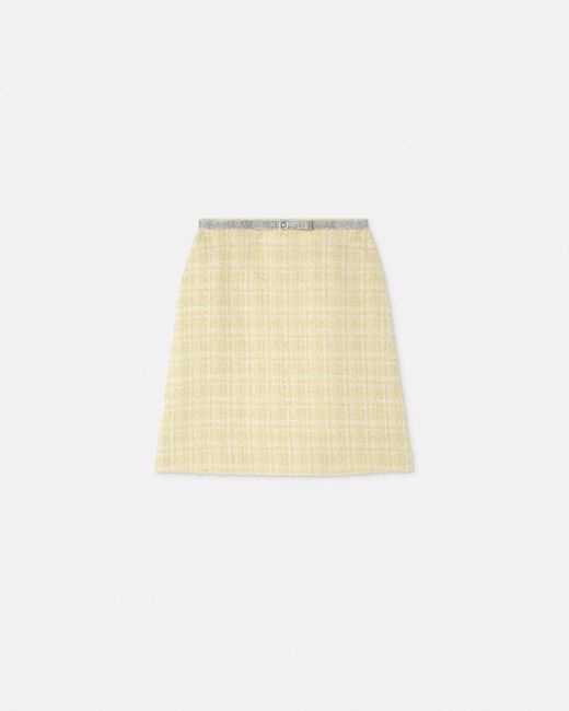 Versace Natural Crystal Tweed A-Line Mini Skirt