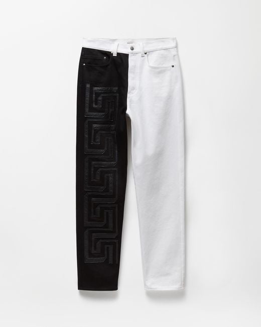 Versace White Embroidered Straight Jeans for men