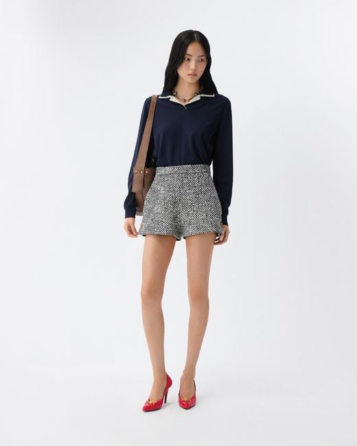 Versace Gray Wool Bouclé Shorts