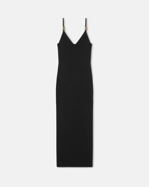 Versace Black Robe Nuisette Mi-longue En Maille Safety Pin