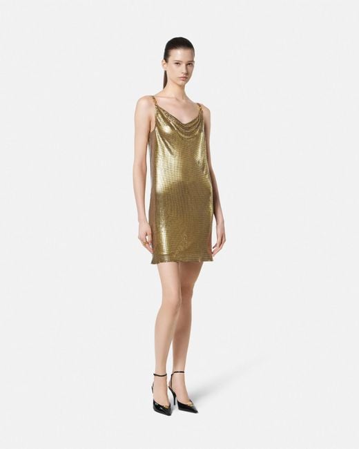 Versace Natural Metal Mesh Slip Mini Dress